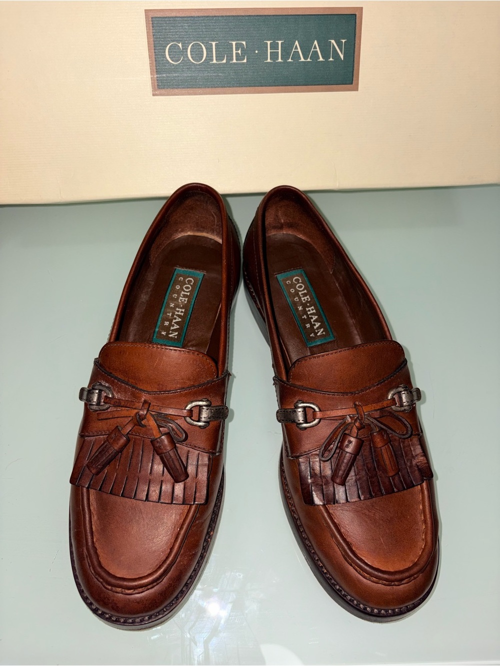Cole Haan Brown Leather Tassel Kiltie Loafers - Picture 5 of 8